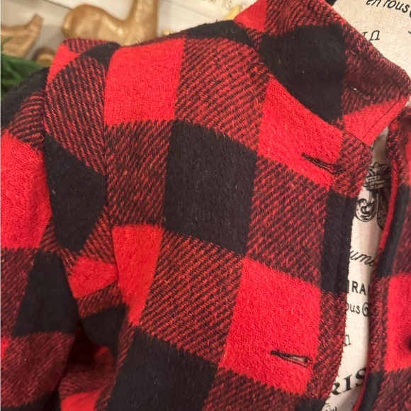 Vintage Union Label Red Buffalo Plaid Short Waist Coat Feminine Quilted Medium - Picture 2 of 9